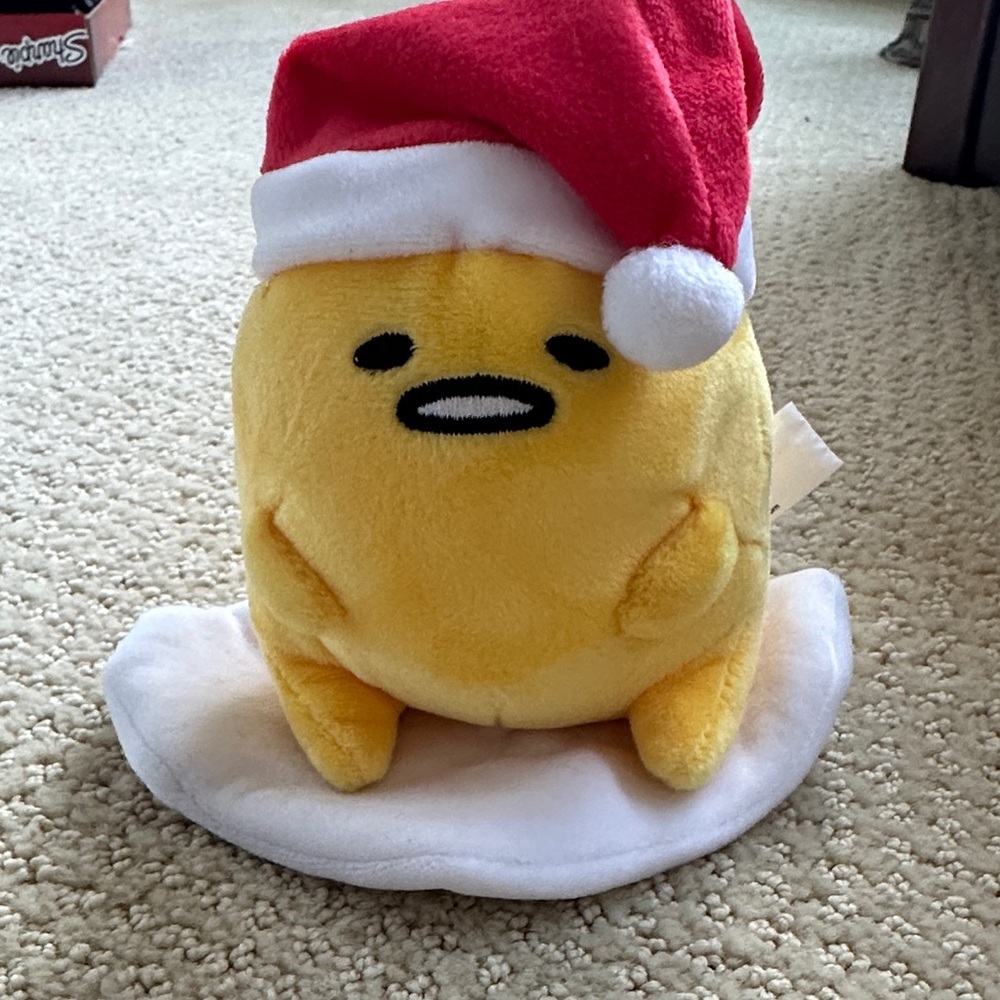 Sanrio Christmas Gudetama Plush with Red Santa Hat